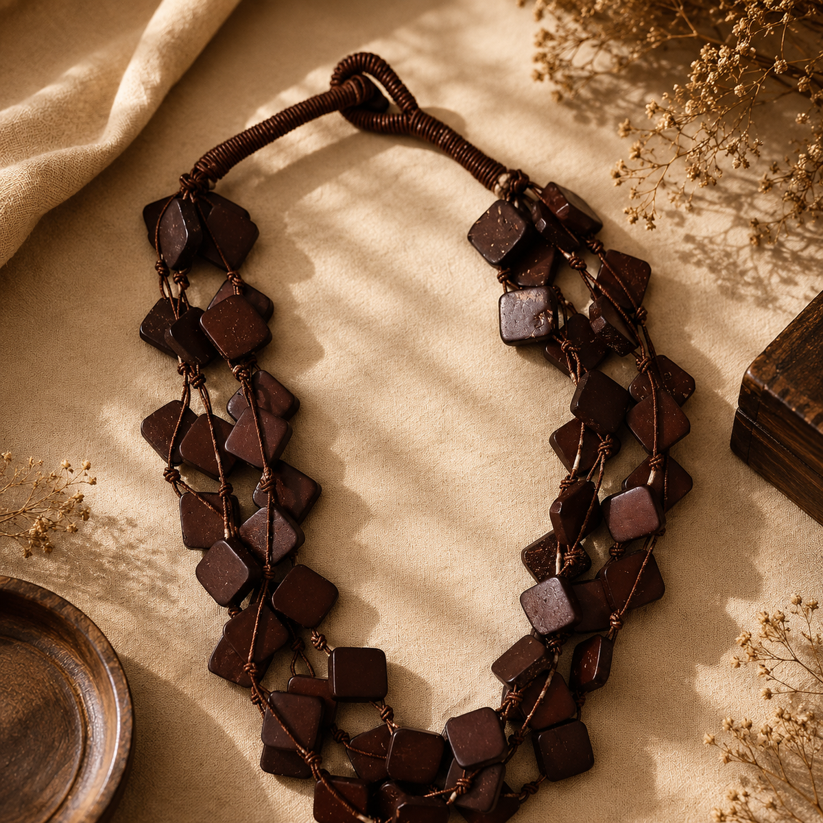 Handcrafted Geometric Layered Statement Necklace