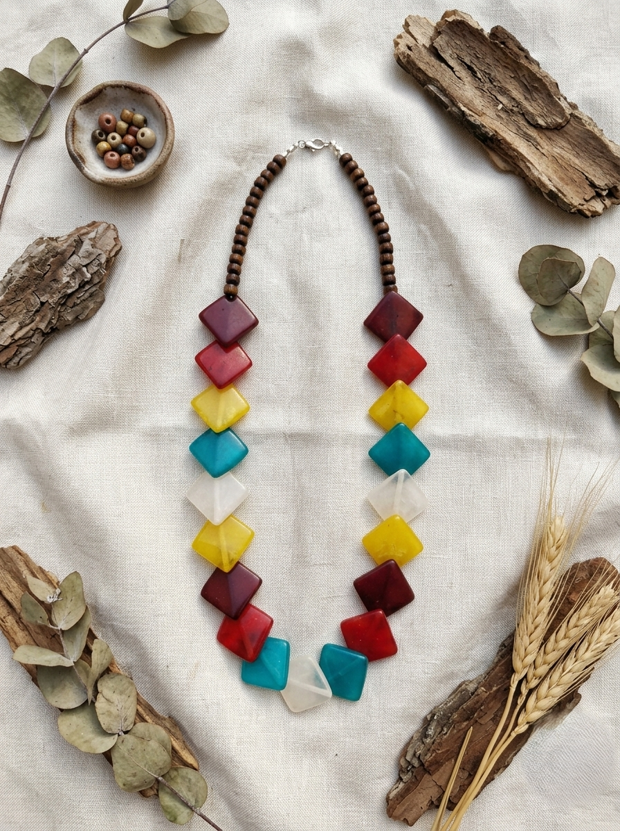 Amber Multicolor Marbled Geometric Statement Set