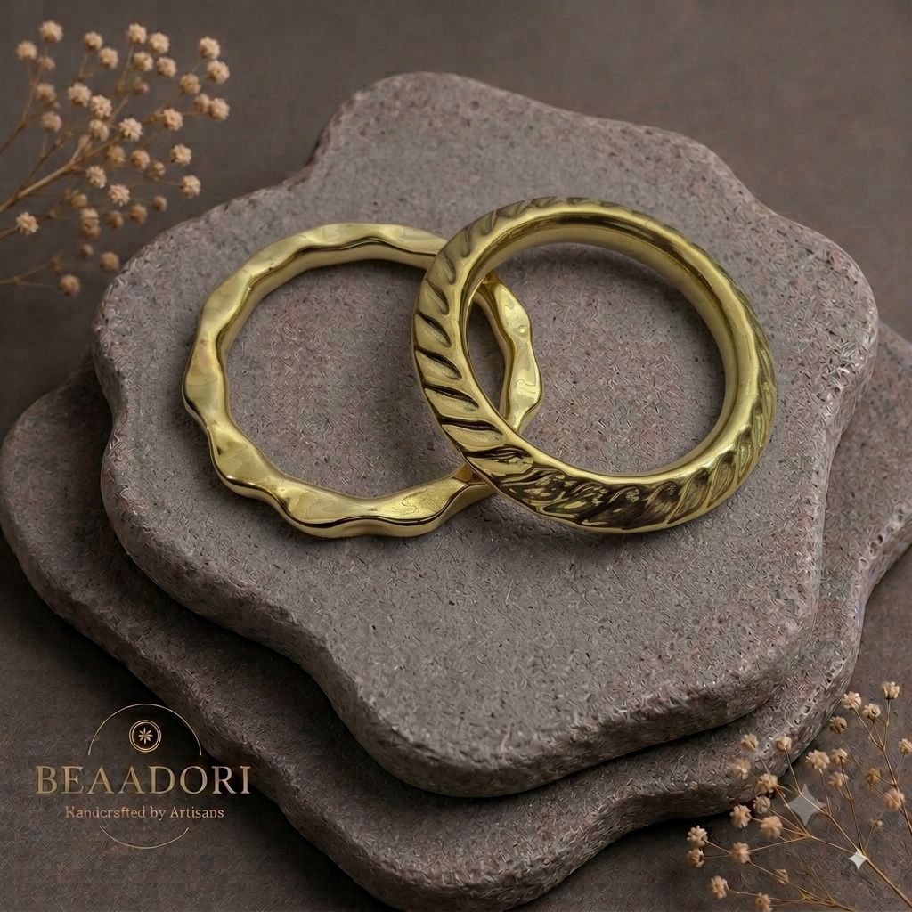 Aurea Sculptural Brass Bangles