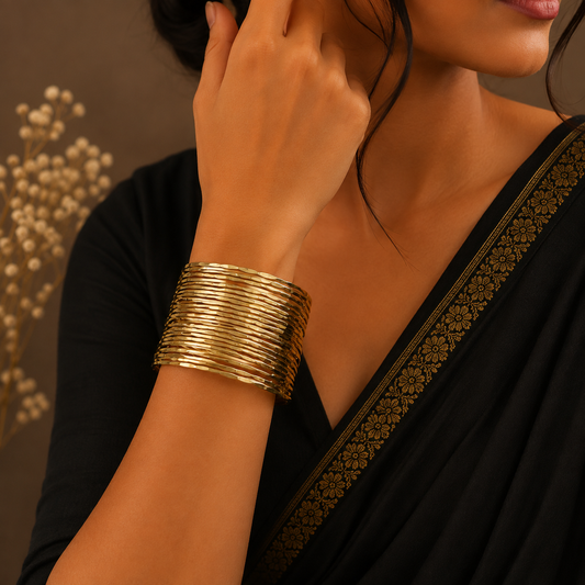 Aurelia Hammered Brass Cuff
