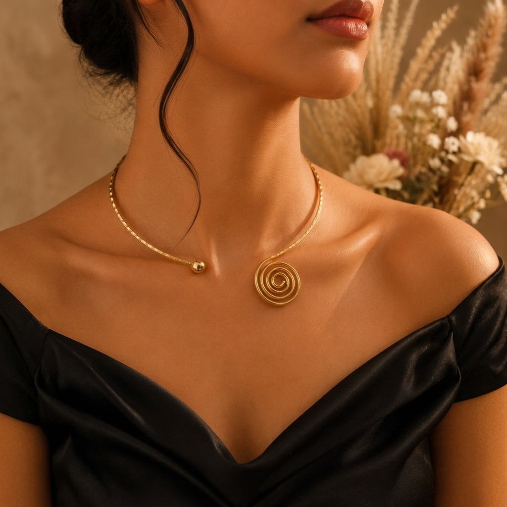 Aurelia Sculptural Brass Choker