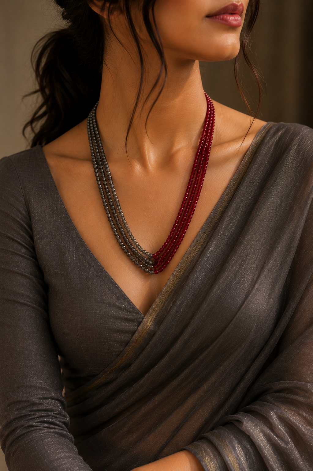 Crimson Quartz Multi-Strand Necklace