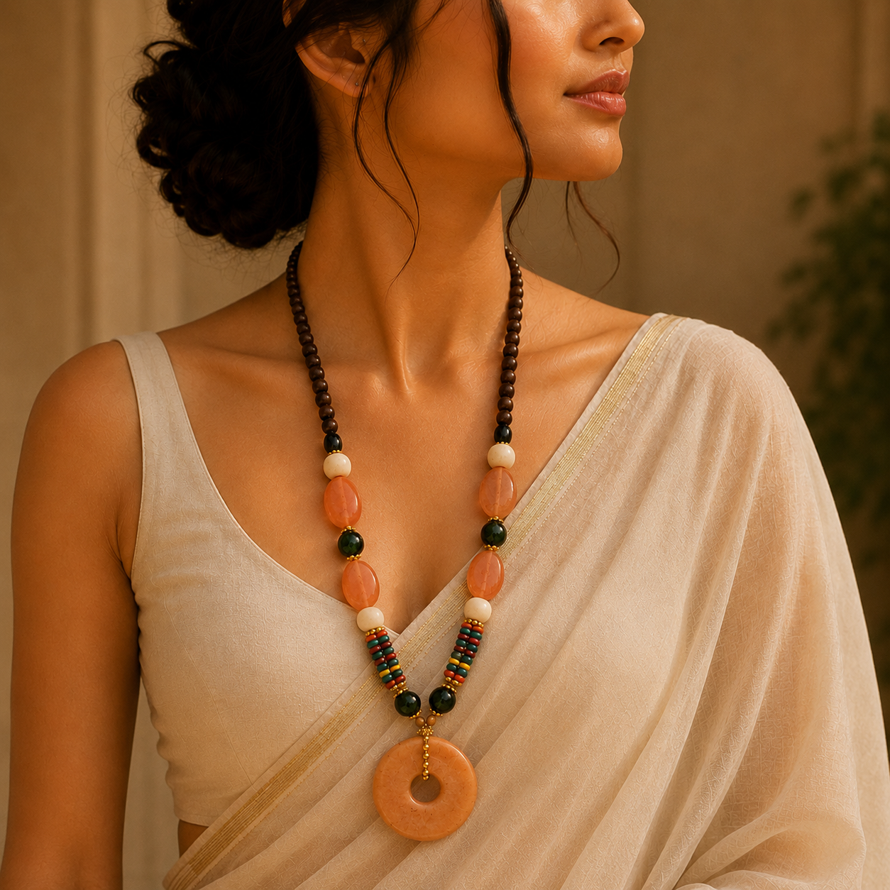 Ivory Marbled Walnut Necklace