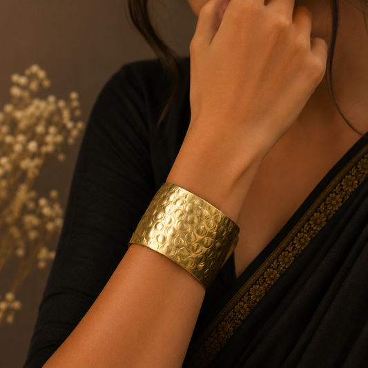 Lunara Hammered Brass Cuff