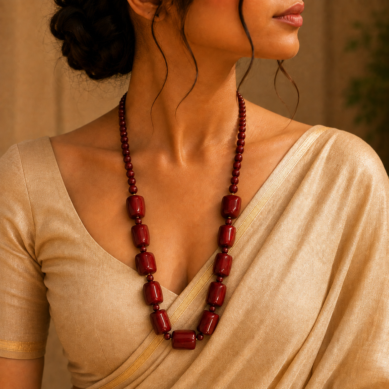 Ruby Ember Resin Necklace.