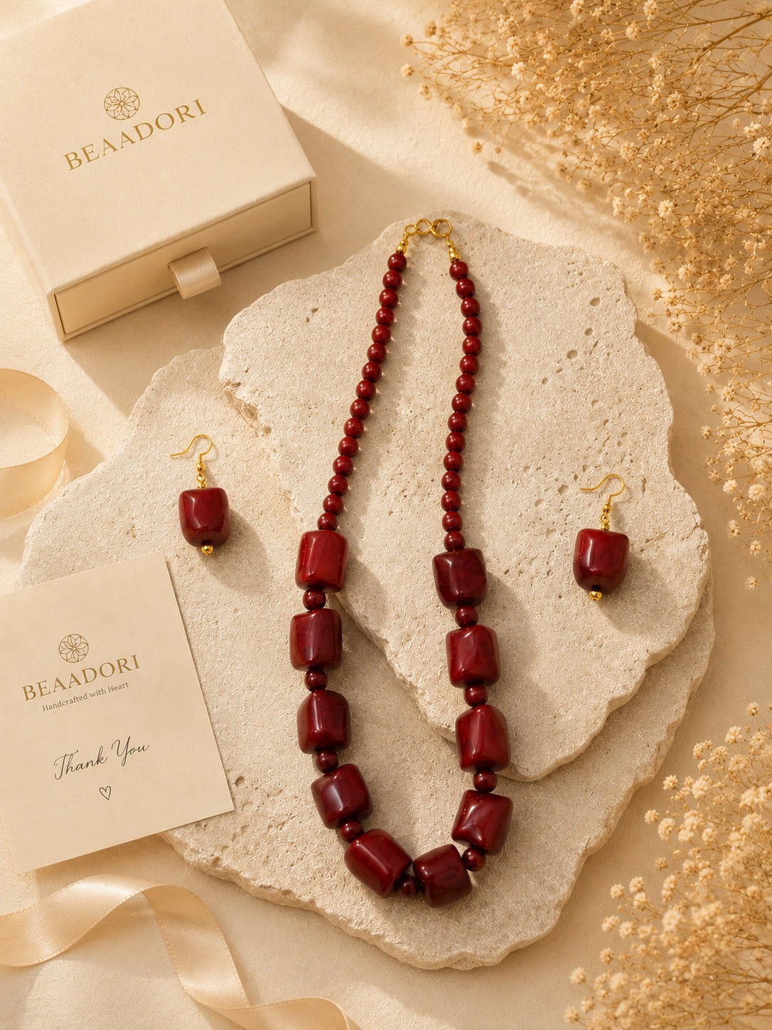 Ruby Ember Resin Necklace.