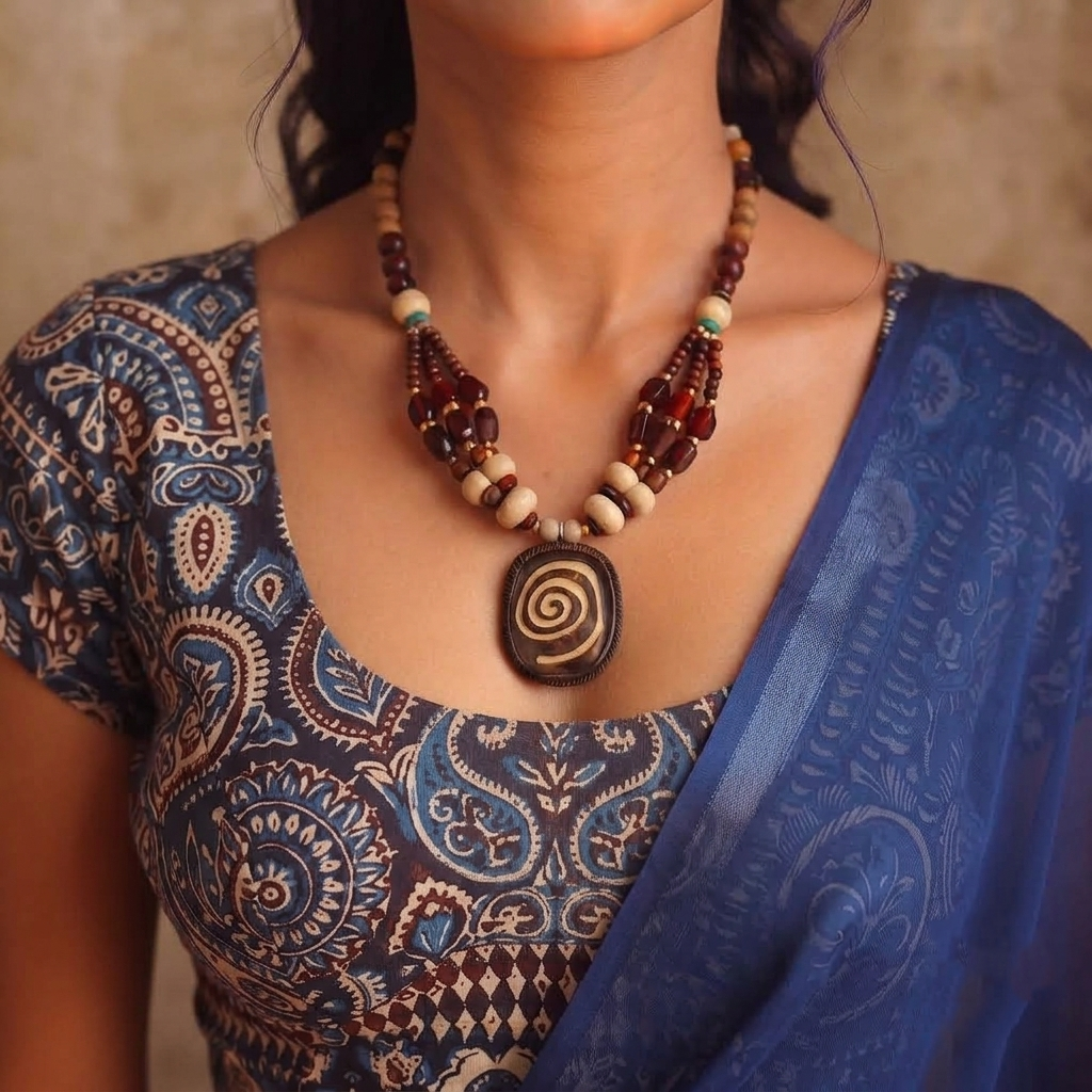 Kalahari Spiral Statement Turq Necklace