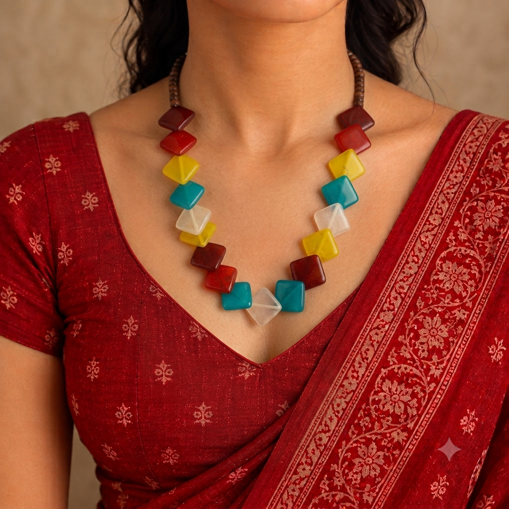 Amber Multicolor Marbled Geometric Statement Set